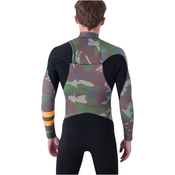 Hurley Mens Plus Printed 3/2mm Chest Zip Wetsuit MFS0012322 - Medium Brown